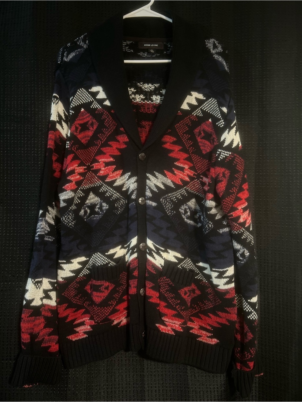 Adam Levine Collection Men's Shawl Cardigan Sweater - Black, Red, White, Blue